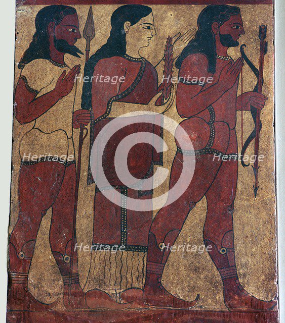 Detail of an Etruscan tomb painting showing Ceres with attendants, 6th century BC. Artist: Unknown