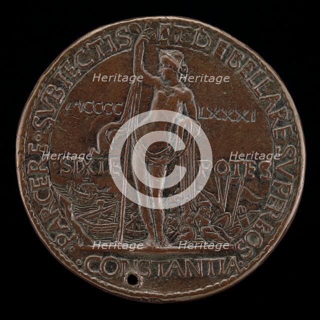 Constancy with Turkish Captives [reverse], 1481. Creator: Andrea Guacialoti.