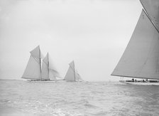 The schooner 'Germania' and cutter 'White Heather', 1913. Creator: Kirk & Sons of Cowes.