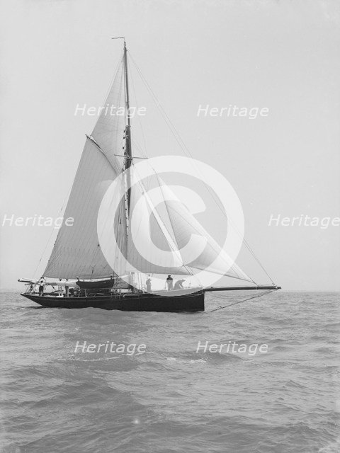 The cutter 'Monara' under sail, 1914. Creator: Kirk & Sons of Cowes.