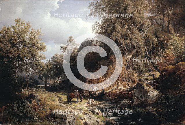 Rest at the Brook, 1860. Creator: Hans Gude.