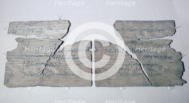 Roman wood writing tablet from Vindolanda with a party invitation, late 1st or early 2nd century. Artist: Claudia Severa Artist: Unknown