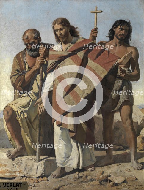 Jesus between Saint Peter and Saint John Baptist, 1877. Creator: Charles Verlat.