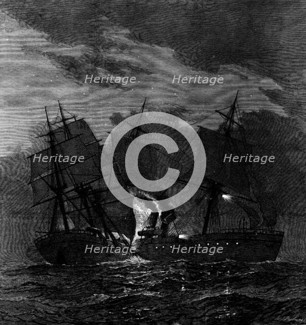 Collision between the Ville du Havre and the Lochearn, 1873. Creator: William James Palmer.