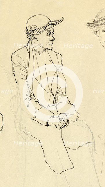 Seated woman in hat, 1953. Creator: Shirley Markham.