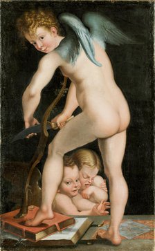 Bow-carving Cupid, Between 1534 und 1540. Creator: Parmigianino (1503-1540).
