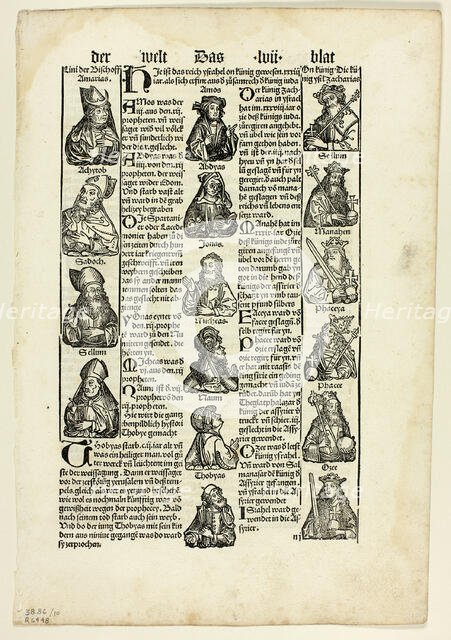 Bishops, Prophets, and Kings from Schedel Weltchronik (Schedel's World History)..., 1929. Creators: Unknown, Johann Schönsperger the Elder, Hartmannus Schedel, Wilhelm Ludwig Schreiber.