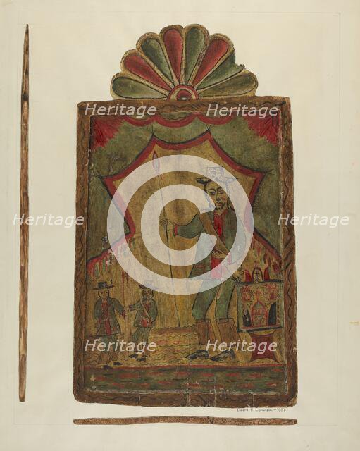 Retablo (St. Longinus), 1937. Creator: Eldora P. Lorenzini.