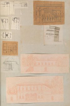 Page from a Scrapbook containing Drawings and Several Prints of Architecture, Int..., ca. 1800-1850. Creators: Workshop of Charles Percier, Workshop of Pierre François Léonard Fontaine.