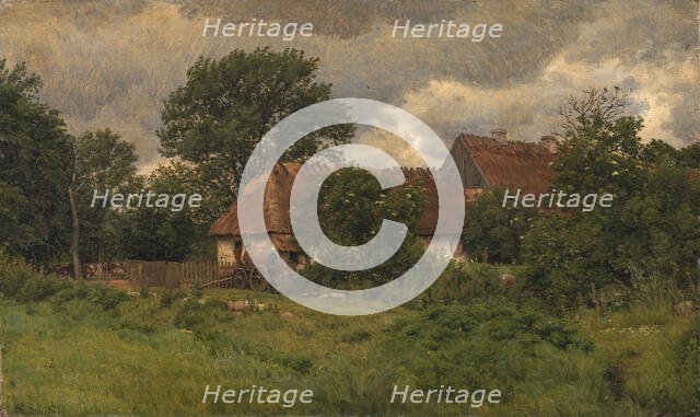 Old outbuildings at a manor house, 1877. Creator: Niels Skovgaard.