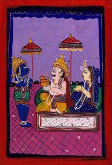 Vamana avatar: Vaman before King Bali and consort. Creator: Unknown.