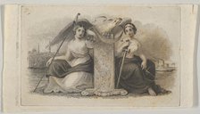 Banknote vignette with female figures representing Liberty and Justice, ca. 1824-37. Creator: Attributed to Asher Brown Durand.