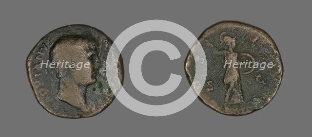 Sestertius (Coin) Portraying Emperor Hadrian, 117-138. Creator: Unknown.
