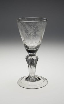 Commemorative Wineglass for the Coronation of George I, , c. 1714 (Engraved 1716). Creator: Unknown.