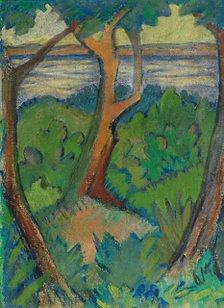 Landscape with three trees, 1923. Creator: Mueller, Otto (1874-1930).