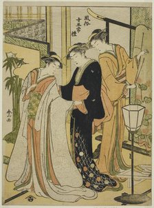 Courteousness (Rei), from the series "Five Virtues in the Manners of Women..., c. 1781/1801. Creator: Katsukawa Shunzan.