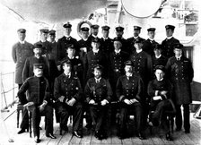 The Duke of York and his officers on board the "Crescent", 1898. Creator: Russell & Sons.