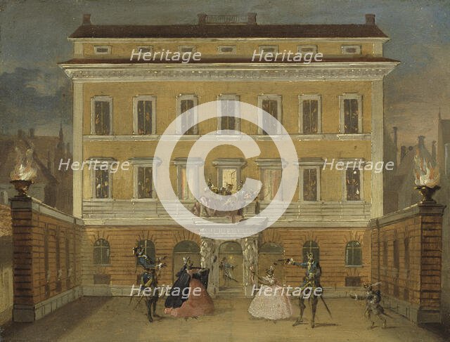 Monkeys Acting in front of the Governor's House, Stockholm. Creator: Johan Pasch.