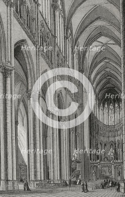 Interior view of the temple, Amiens Cathedral, France, 1877.  Creator: Jules Jean Marie Joseph Huyot.
