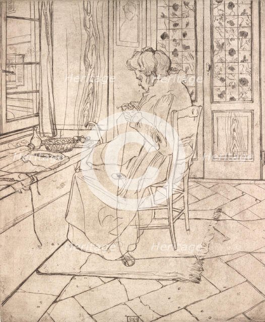 The Artist's Mother Crocheting, 1907. Creator: Umberto Boccioni.