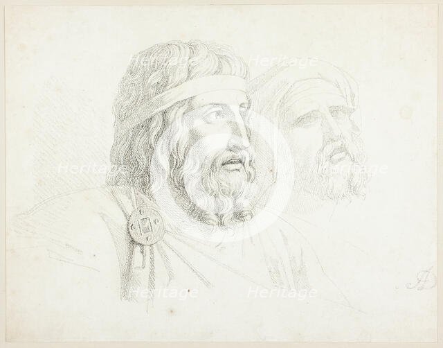 Two Merovingian Heads, 1817. Creator: Auguste Gaspard Louis Desnoyers.