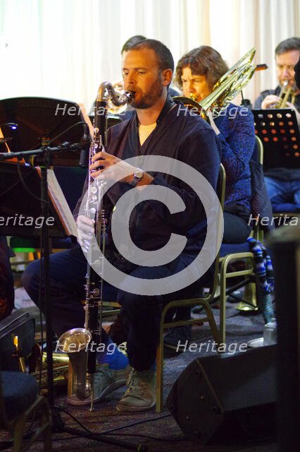 James Allsopp, Stan Sulzmann’s Neon Orchestra, Watermill Jazz Club, Dorking, Surrey, Nov 2023. Creator: Brian O'Connor.