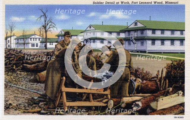 Army detail at work, Fort Leonard Wood, Missouri, USA, 1941. Artist: Unknown