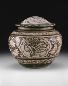 Jar with Sprays of Peony, Lily, and Plum and Lid with..., Southern Song dynasty, early 13th century. Creator: Unknown.