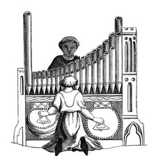 Organ with a single keyboard, 14th century, (1870). Artist: Unknown