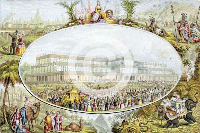 Queen Victoria arriving to open the Great Exhibition at the Crystal Palace, London, 1851. Artist: Le Blond