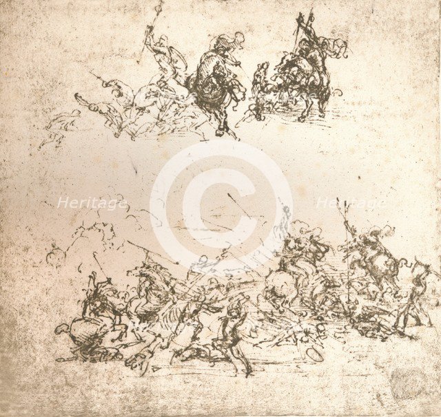 Study for the cartoon of the Battle of Anghiari, c1472-c1505 (1883). Artist: Leonardo da Vinci.