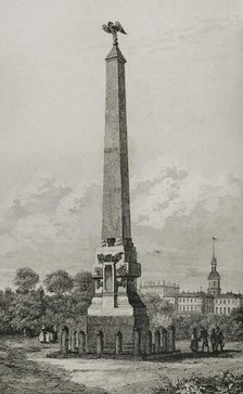 Obelisk in Poltava, (in present day Ukraine), 1839.  Creator: Augustin François Lemaitre.