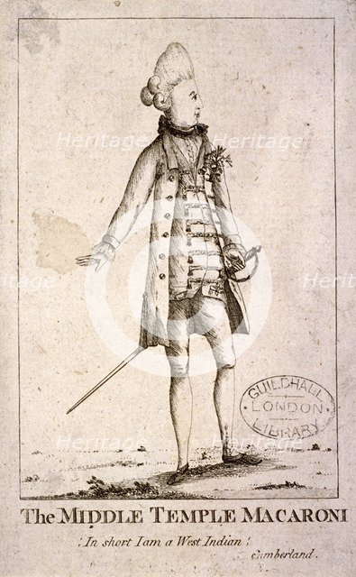 'Middle Temple Macaroni', c1772. Artist: Anon