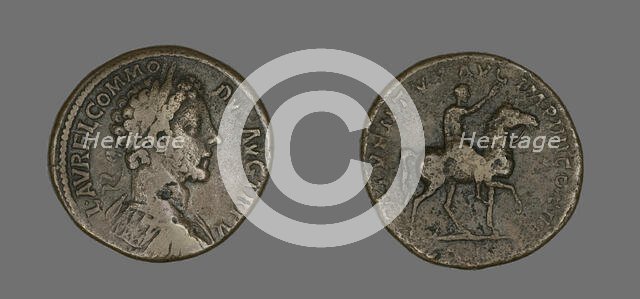 Sestertius (Coin) Portraying Emperor Commodus, December 179-December 180. Creator: Unknown.