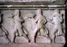 Greek relief of servants carrying food. Artist: Unknown