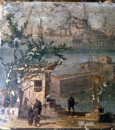 Mythical landscape at Naples, Roman wallpainting from Pompeii, c1st century. Artist: Unknown.