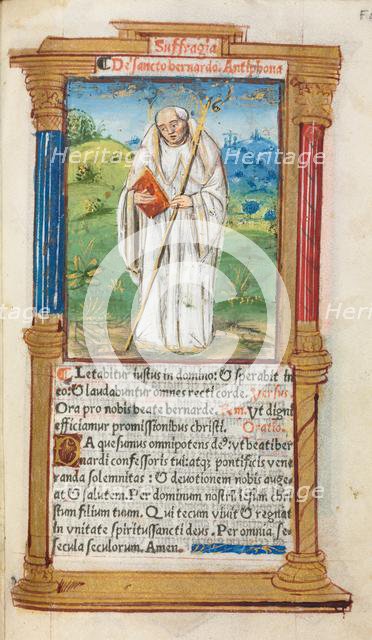 Printed Book of Hours (Use of Rome): fol. 108r, St. Bernard of Clairvaulx, 1510. Creator: Guillaume Le Rouge (French, Paris, active 1493-1517).