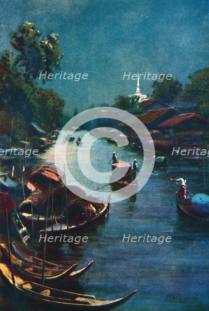 'A Typical Canal Scene, Bangkok', 1913. Artist: Edwin Norbury.