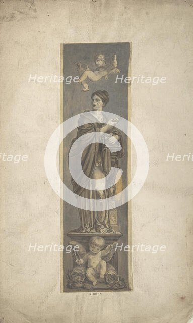 Wall Decoration with Allegorical Figure of Riches, 19th century. Creator: Anon.