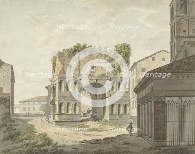 The Arch of Janus quadrifons and part of San Giorgio in Velabro in Rome, 1761-1817. Creator: Daniel Dupré.
