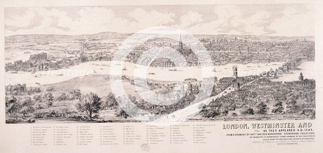 View of London from Southwark, 1543. Artist: Nathaniel Whittock