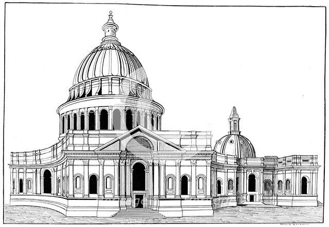 Sir Christopher Wren's original model for St Paul's cathedral, London, c1670-1672 (1893).Artist: Arthur Robertson