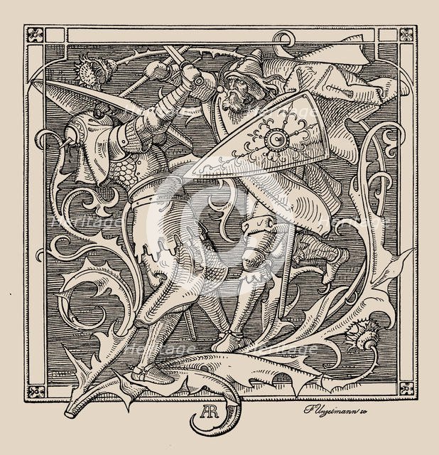 Die Nibelungen. Hagen of Troneck kills Iring, 1840-1841. Creator: Rethel, Alfred (1816-1859).