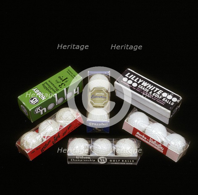 Selection of golf balls in their packaging, mid 20th century. Artist: Wilson Sporting Goods