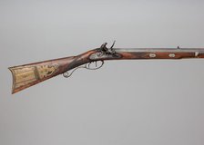 Flintlock Rifle with Case and Bullet Mould Made for Colonel Jacob Bates, American, 1820. Creator: Silas Allen.