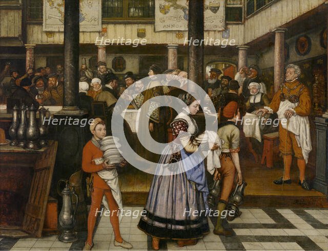 Frans Floris Attending a Banquet of the Guild of Saint Luke, c1540s, 1853. Creator: Jan August Hendrik Leys.