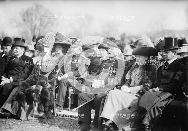 George Von L. Meyer with Mrs. Taft; Soldiers And Sailors Monument At Annapolis, 1911. Creator: Harris & Ewing.