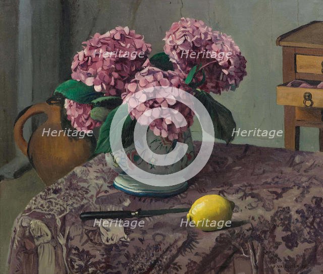 Hortensias and Lemon, 1923. Creator: Vallotton, Felix Edouard (1865-1925).