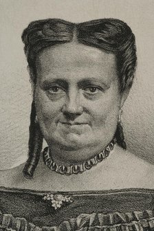 María Cristina de Borbón of the Two Sicilies (1806-1878), Queen of Spain, 1869. Detail. Creator: Jose Cuevas.