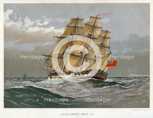 A Royal Navy 38 gun frigate, c1770 (c1890-c1893). Artist: William Frederick Mitchell